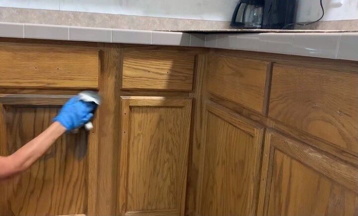 how to upgrade dated honey oak cabinets