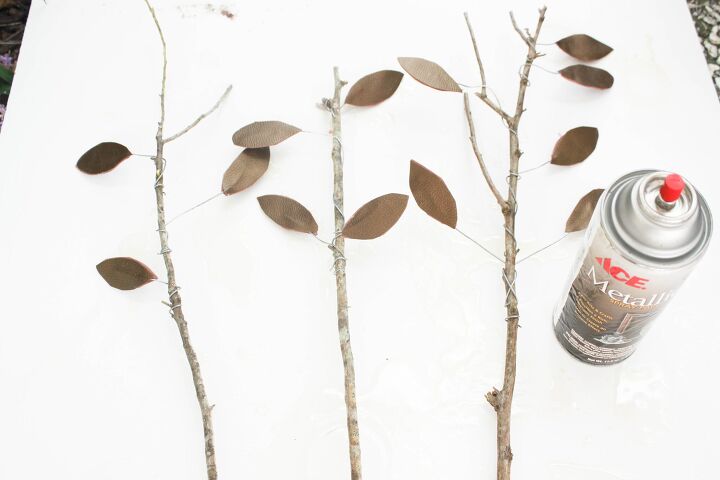 how to make faux fall leaves on gold branches