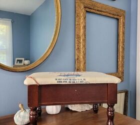 Feed Sack Upholstered Foot Stool