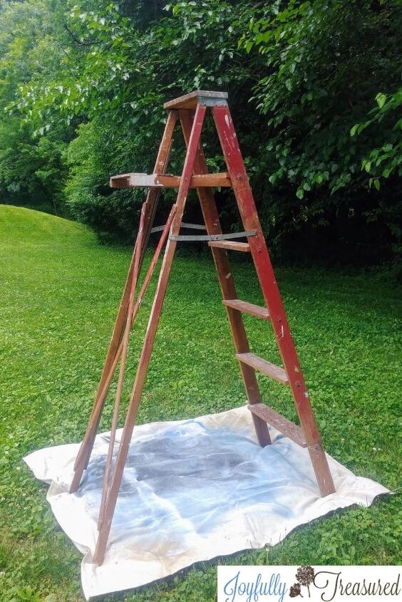 old wooden ladder shelf simple upcycled ladder idea