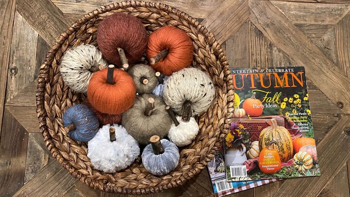 s 13 diy designer ideas you have to try this fall, Her cozy yarn pumpkins