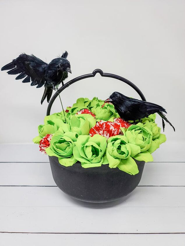 halloween flower cauldron, The Finished Piece
