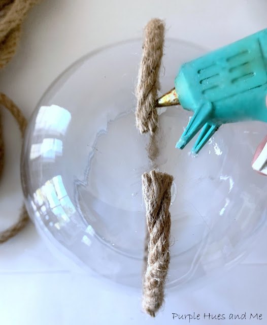 calabaza de vidrio acanalada con cuerda