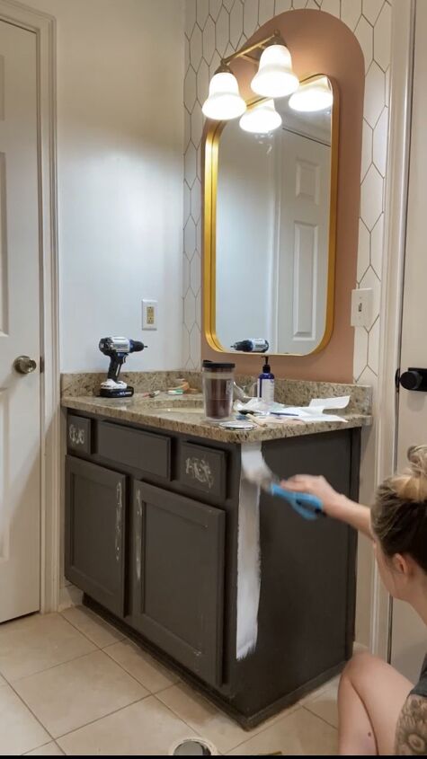 painting with cabinet enamel budget bathroom makeover part 2