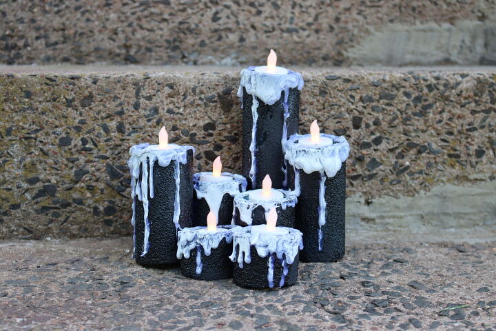 s grab a trash bag and googly eyes for these creepy halloween ideas, Her spooky pool noodle candles