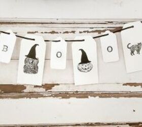 DIY Halloween Garland Using Cardstock Tags and Rubber Stamps