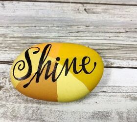 hand lettered painted rock with decoart