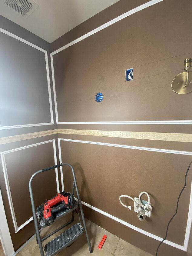 box trim walls powder room makeover part 2