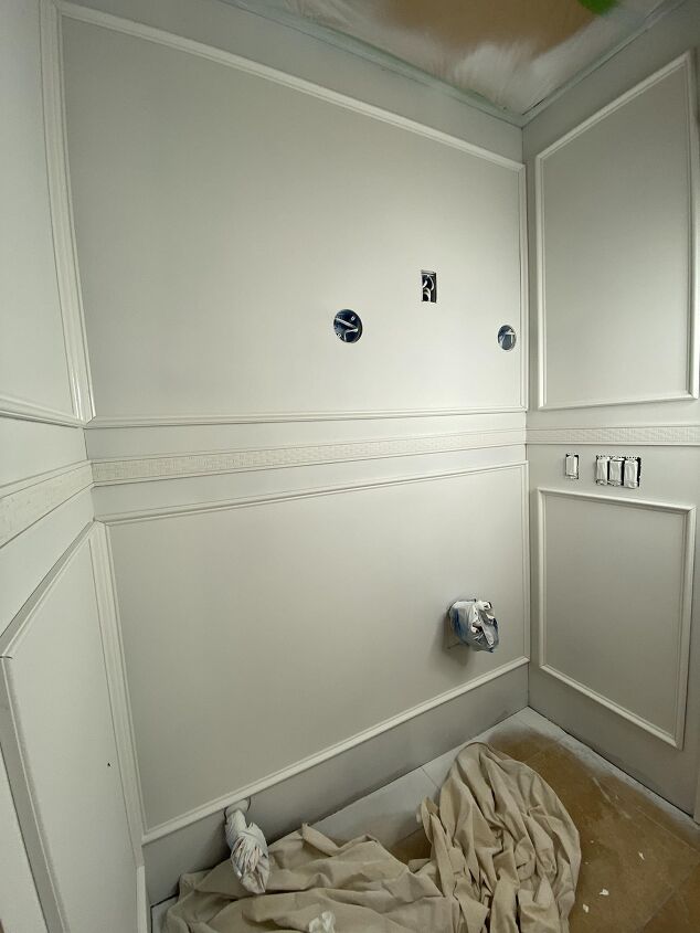 box trim walls powder room makeover part 2