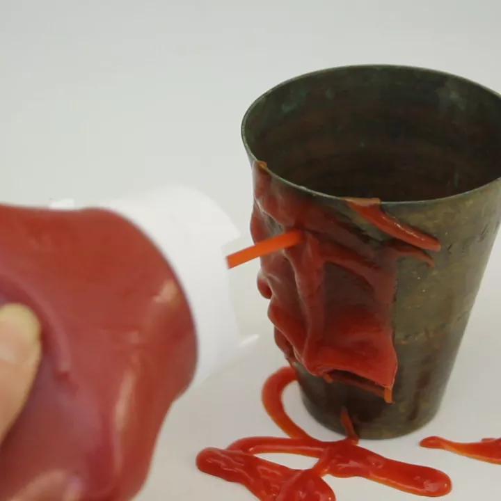how to clean brass and restore it to its former glory, ketchup spread on a brass cup
