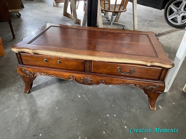 damaged coffee table top no problem add texture