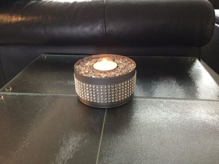 s 16 clever upcycles that resulted in expensive looking decor, A blingy tuna can candleholder
