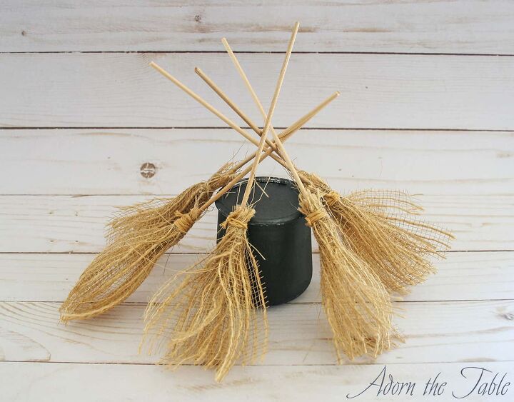 diy witch s broomstick place card holder