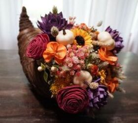 s 13 adorable thanksgiving ideas to try next month, Her pretty fall floral cornucopia