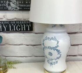s 18 genius ways to get the anthropologie look on a budget, Decorate a thrift store lamp with stamps