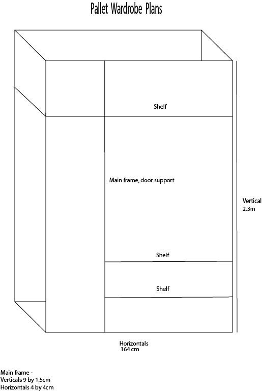 diy pallet wardrobe plans, not to scale