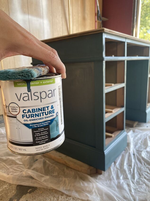 desk renovation using miniwax stain and valspar furniture paint