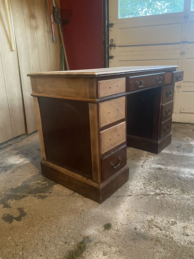 desk renovation using miniwax stain and valspar furniture paint