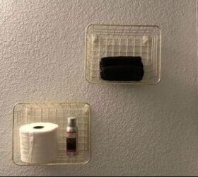 s buy some walmart bins to copy these amazing ideas, Hang them on your bathroom wall