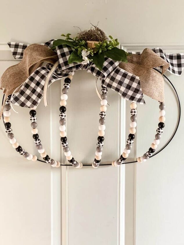 s 10 different ways to use those pumpkin wire wreath forms, A cute beaded door hanger