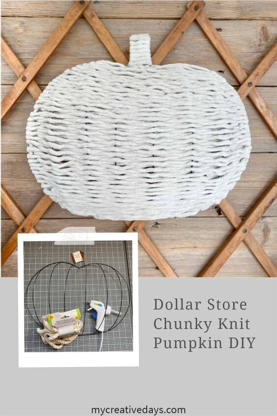 10 maneras diferentes de usar esas formas de corona de alambre de calabaza, Calabaza de punto grueso DIY Dollar Store Craft