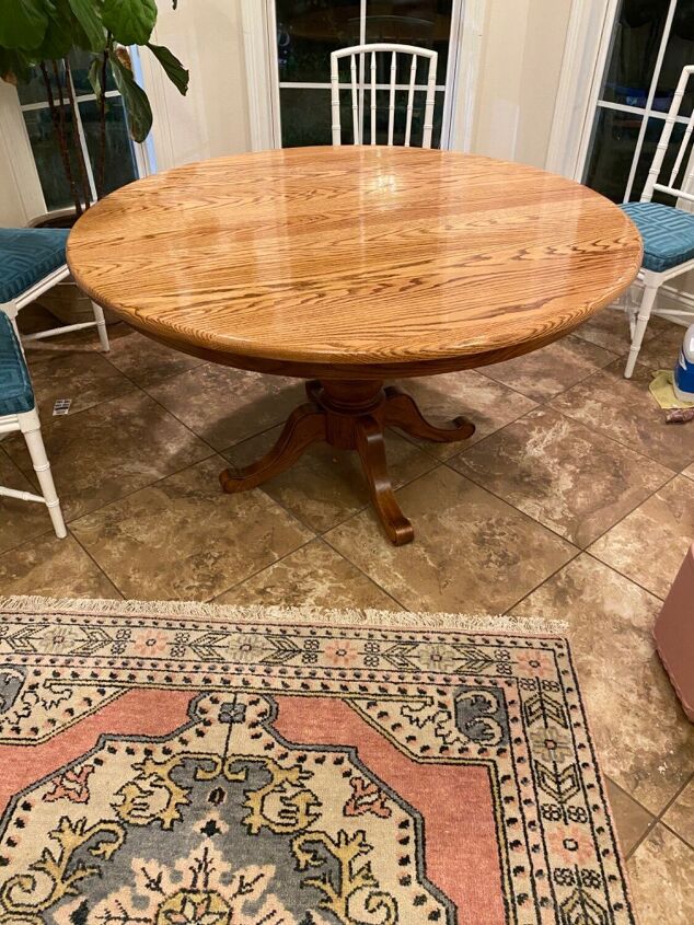s 14 ways to make your old dining table look better before thanksgiving, Apply a semi gloss topcoat