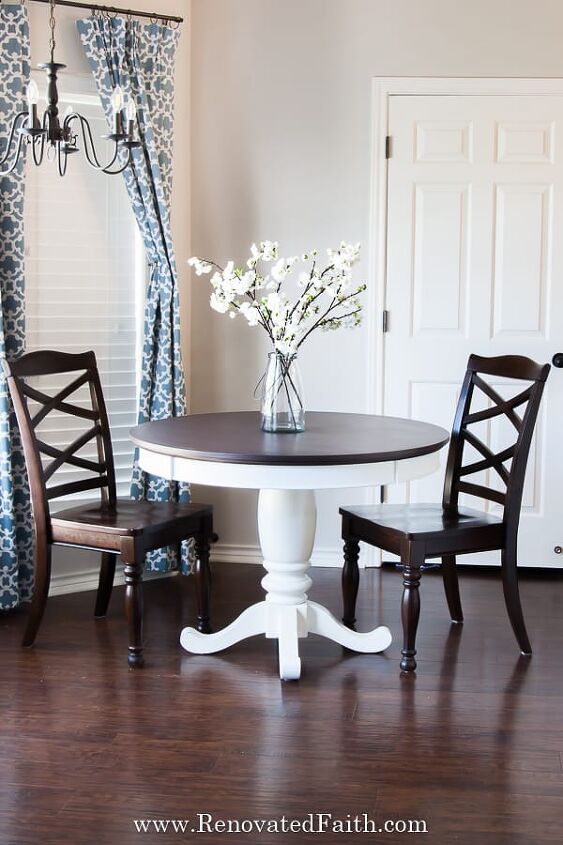 s 14 ways to make your old dining table look better before thanksgiving, Apply paint that looks like stain