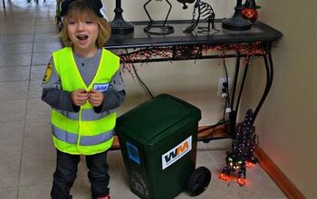DIY Toddler Sized Wheeled Trash Can and Garbage Man Halloween Costume