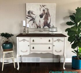 antique buffet goes bold and bright farmhouse