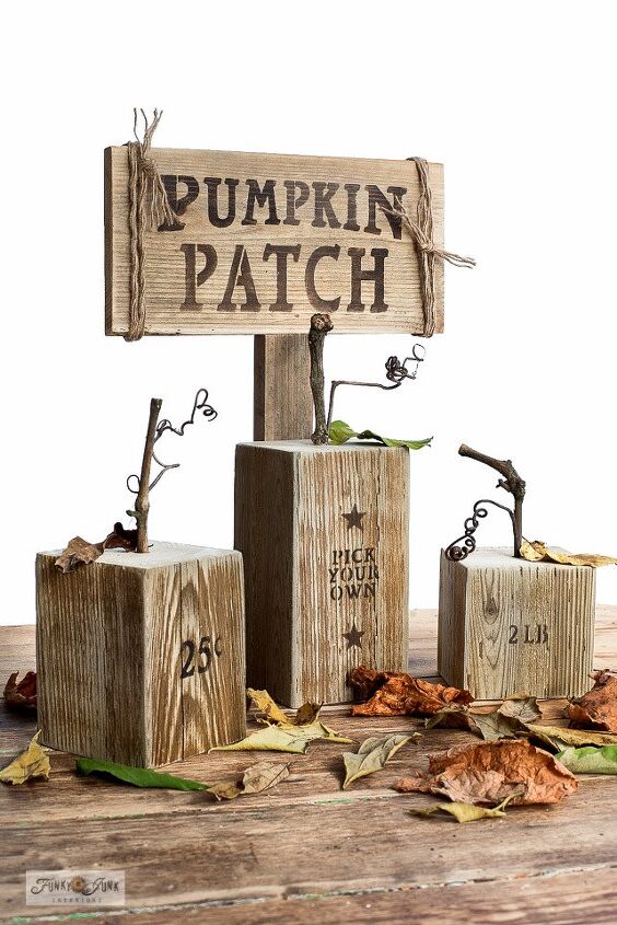 faa este adorvel remendo de abbora de outono com pedaos de madeira, O sinal Pumpkin Patch e as ab boras prontas