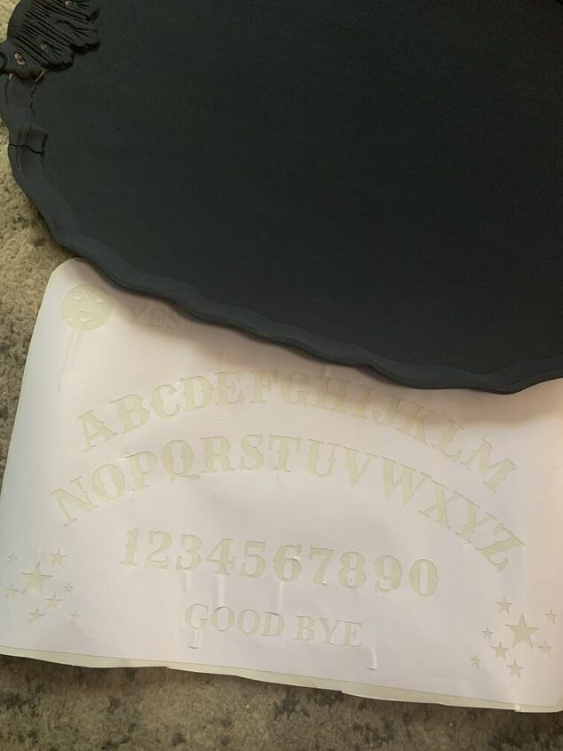 turn a serving tray into a halloween ouija board