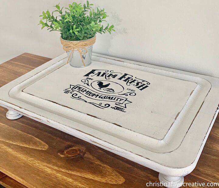 diy farmhouse table riser using a thrift store cutting board