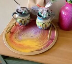 s 9 genius home decor hacks using a 1 pizza pan, Her beautiful swirled tray