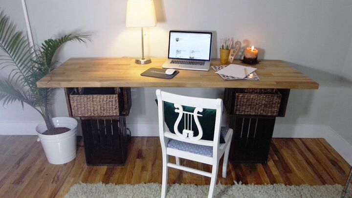 s 10 incredible ways to turn michaels crates into home decor, Her beautiful farmhouse desk