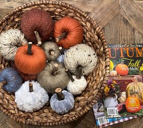 s the 28 most genius fall decorating ideas of 2021, Her cute yarn pumpkins