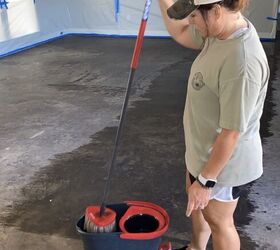 acid staining concrete floors, Mopping with buffer and then water