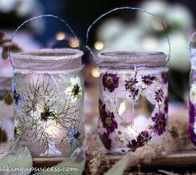 20 bricolajes floridos que animarn tu casa en invierno, Luminarias de flores prensadas