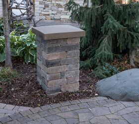 how to install a patio landscape block pillar