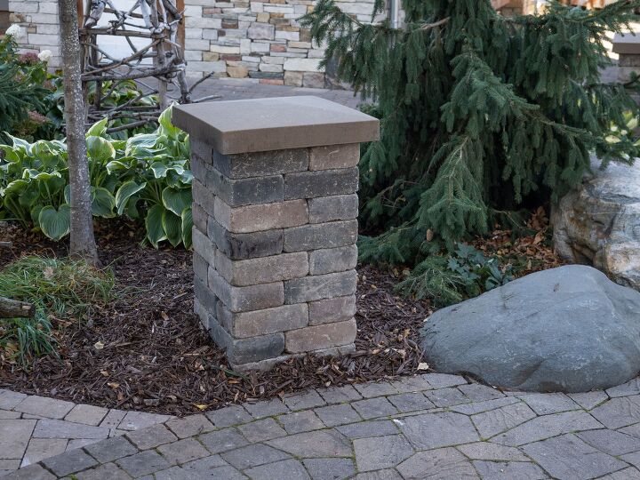 how to install a patio landscape block pillar