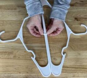 She ties a bunch of plastic hangers together for this brilliant winter decor hack