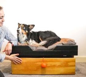 diy wooden dog bed with storage drawer