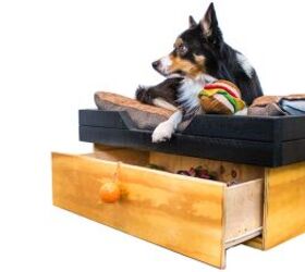 diy wooden dog bed with storage drawer