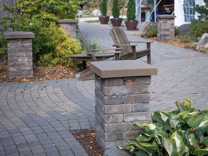 how to install a patio landscape block pillar