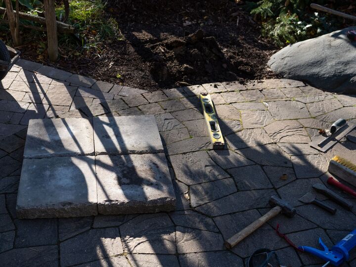 how to install a patio landscape block pillar