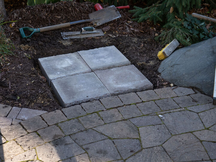 how to install a patio landscape block pillar