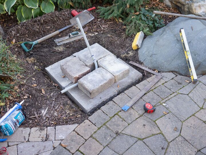 how to install a patio landscape block pillar