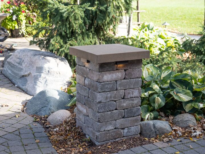 how to install a patio landscape block pillar