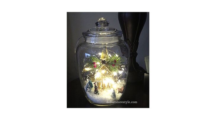 estilize uma cena de natal iluminada em uma jarra