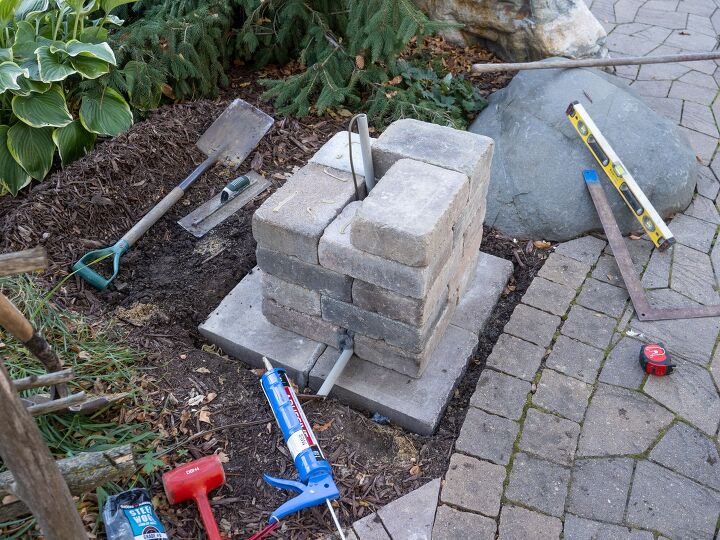 how to install a patio landscape block pillar