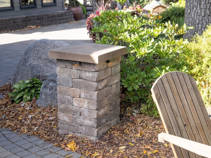 how to install a patio landscape block pillar